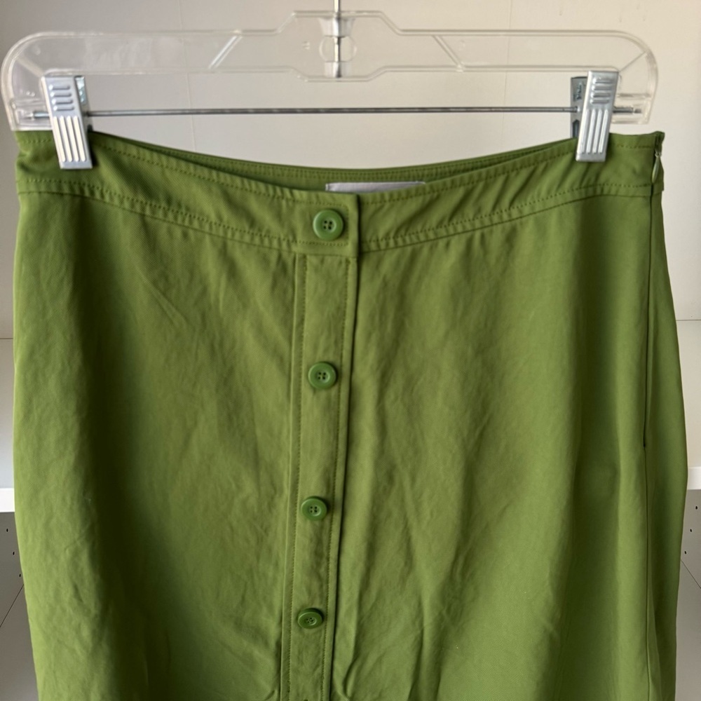 EVERLANE Green Japanese GoWeave Button-Front A-line Skirt - Picture 5 of 6